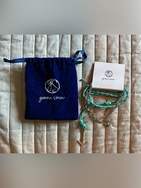 Gemma Simone Turquoise & Green Nautical Anchor Wrap Bracelet